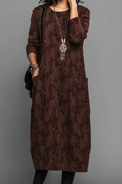 Kayla Maxikleid mit Blätterprint - Rot