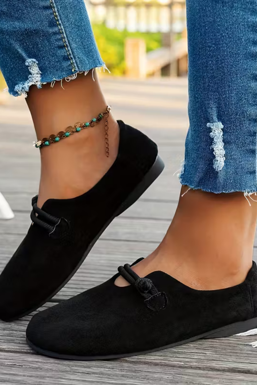 Marjorie Bequeme Slip-On Schuhe - Schwarz