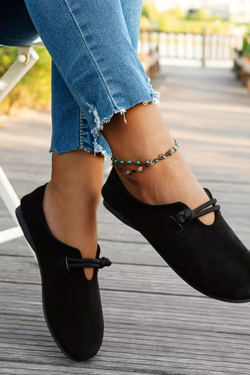 Marjorie Bequeme Slip-On Schuhe | Schwarz
