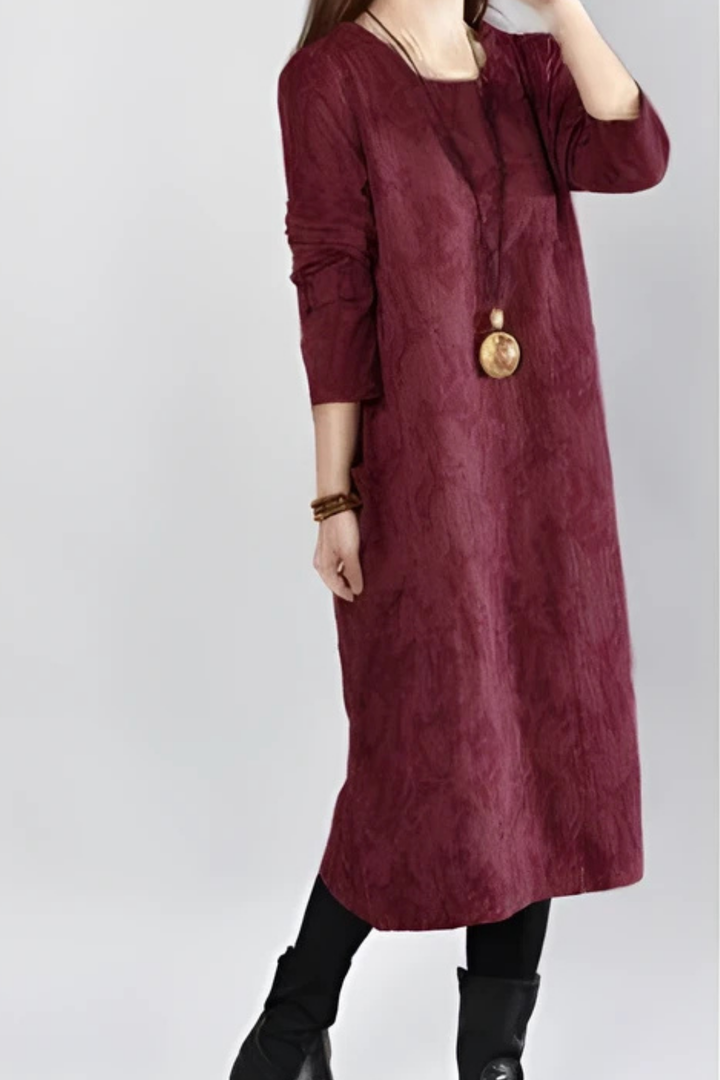 Kayla Maxikleid mit Blätterprint - Rot