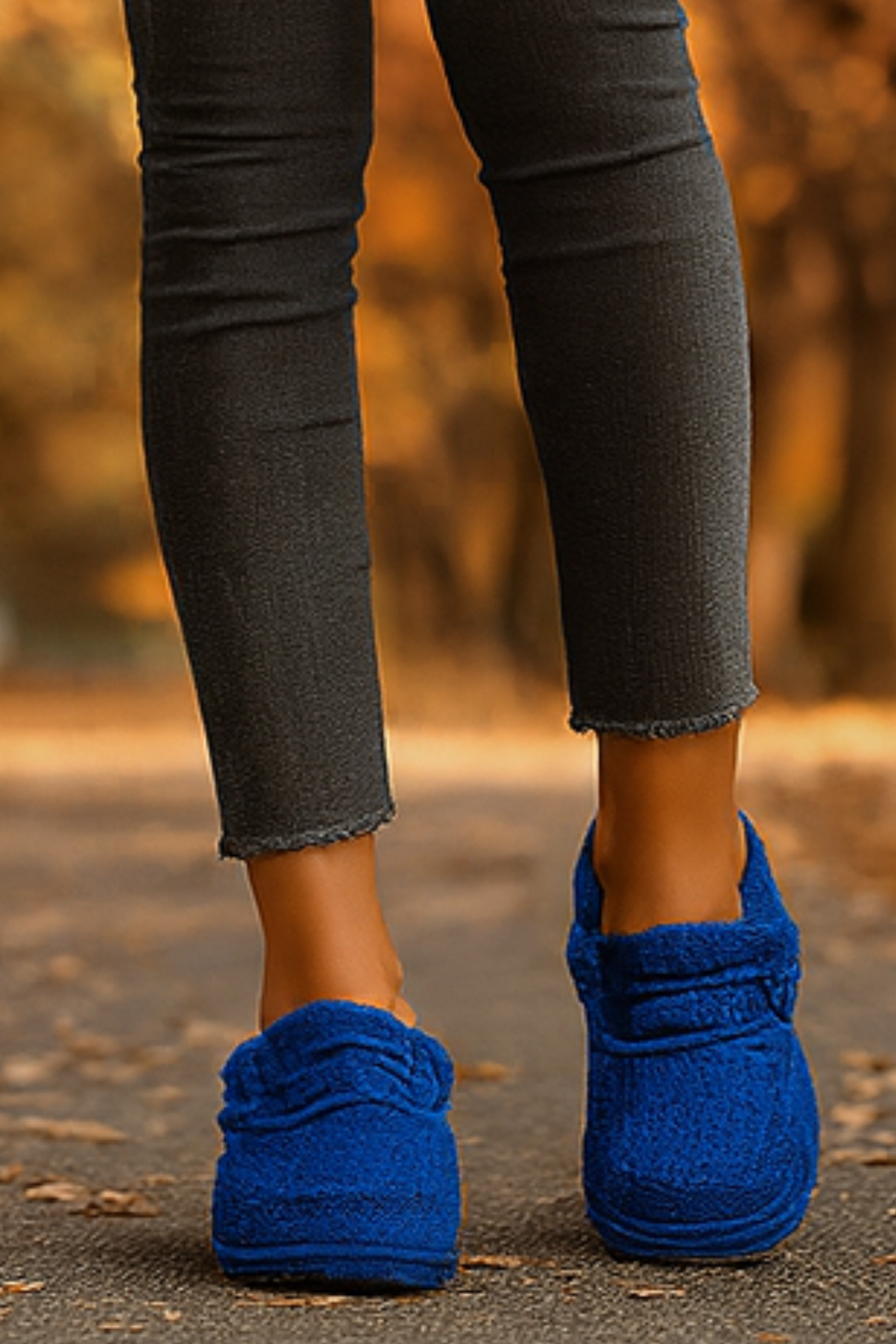 Winnie Cozy Teddy Slippers Blue