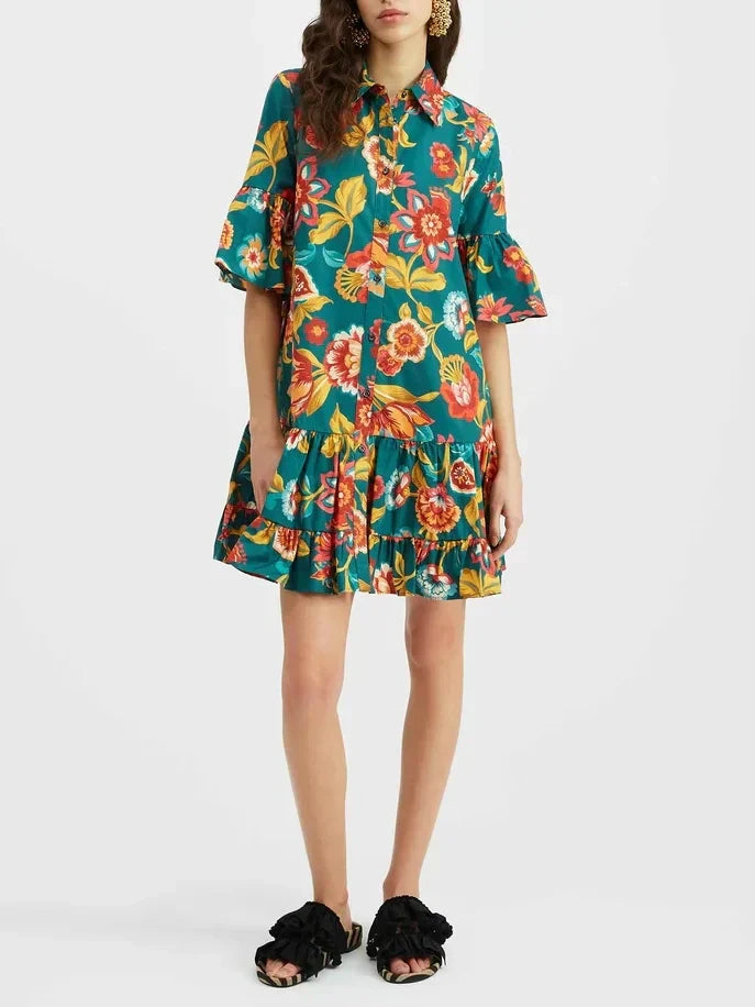 Grace einzigartiges Mini-Kleid mit Blumenmuster