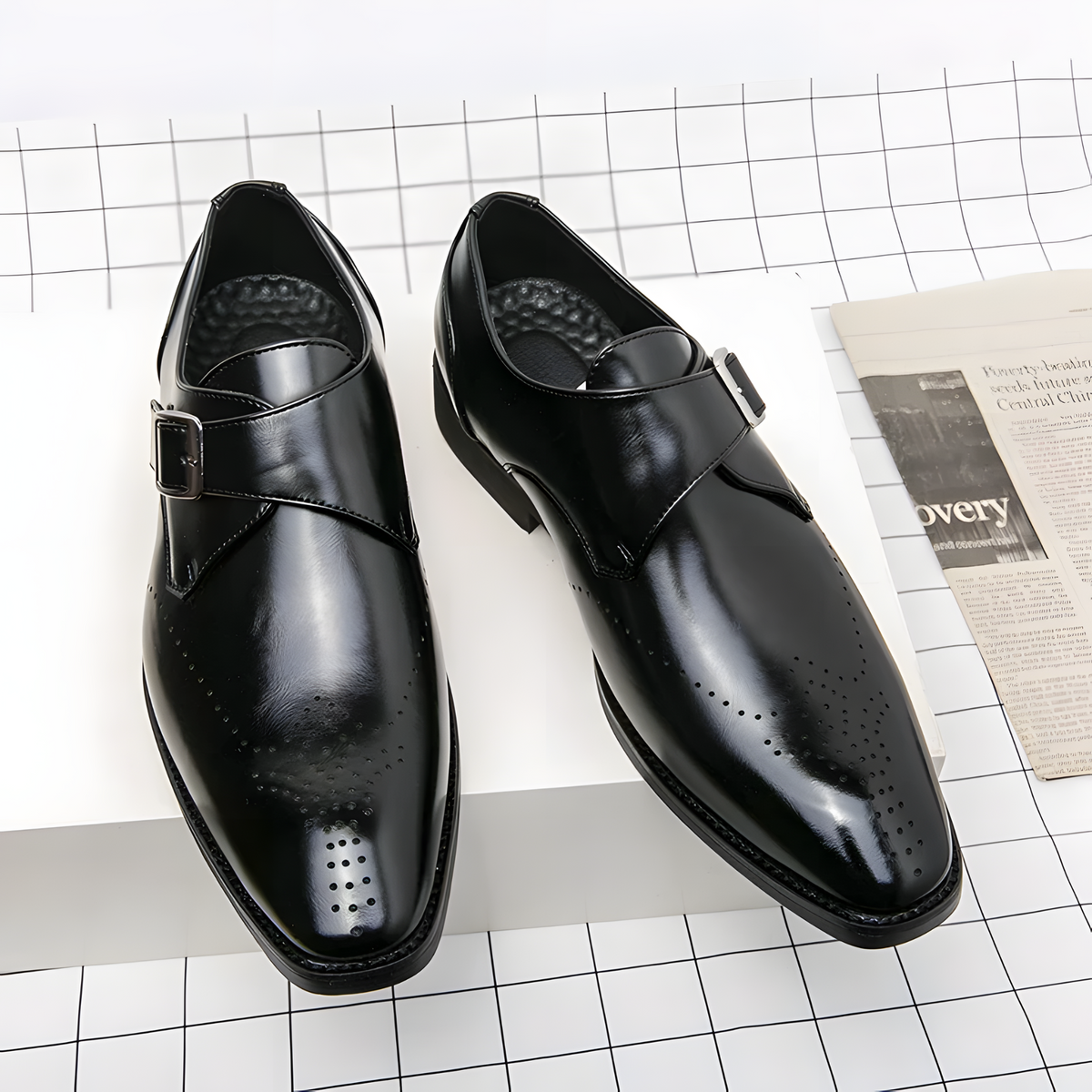 Odrin Elegante Monk-Strap Schuhe - Schwarz