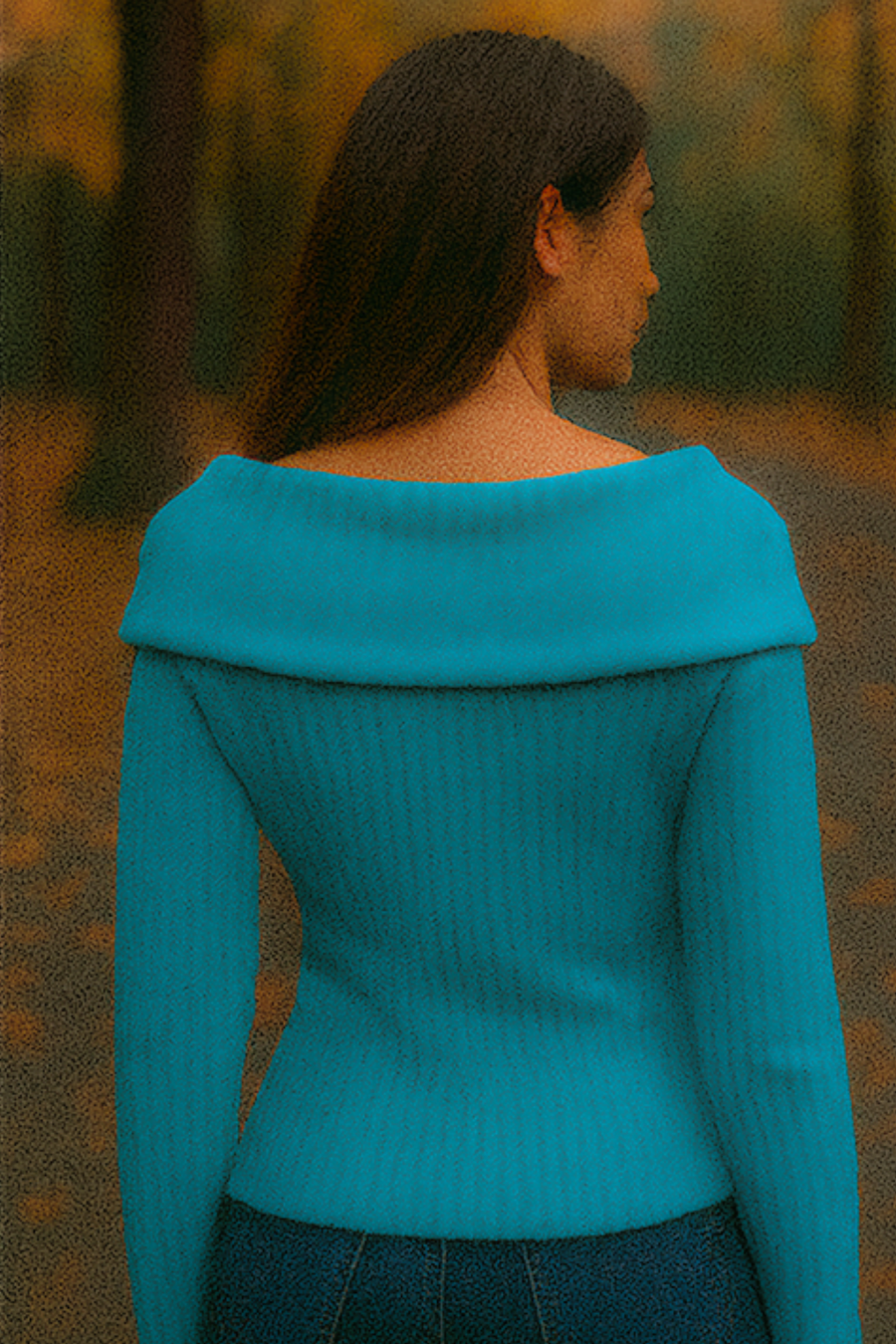 Elizah Off-Shoulder Knit Pullover with Gold Button Detail
