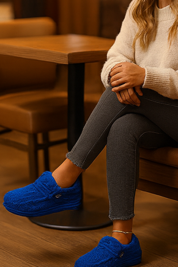 Winnie Warme Teddy Slippers - Blau