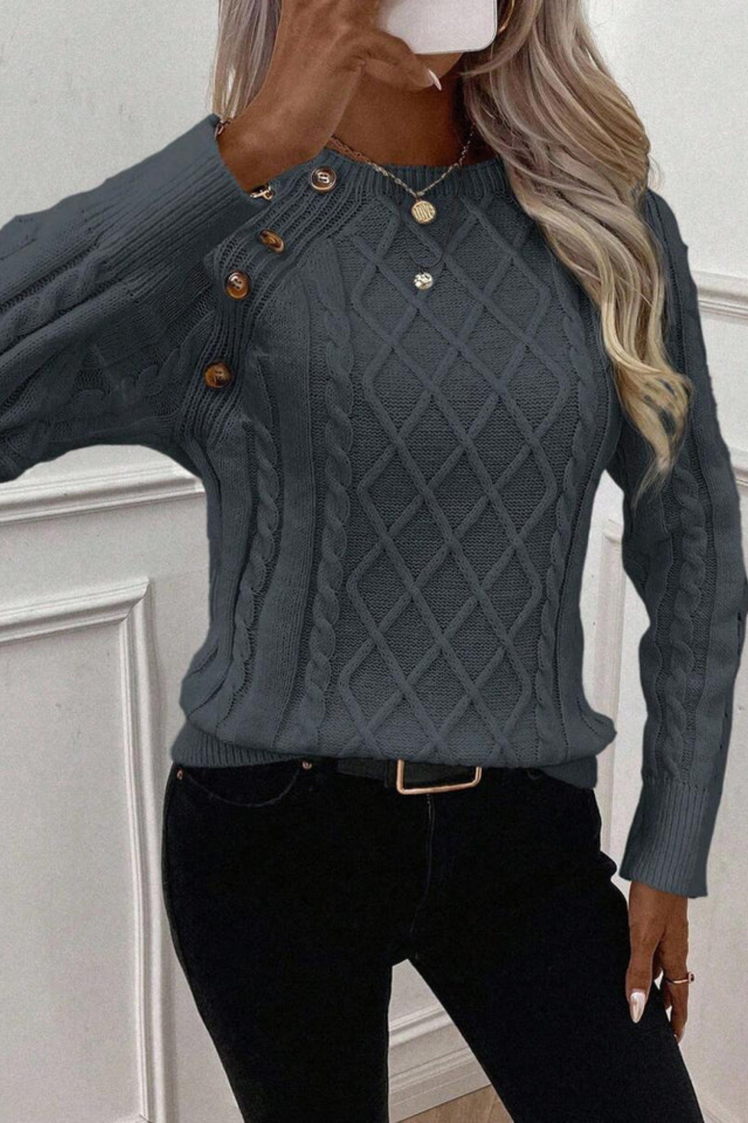 Cora | Strickpullover mit Knopfdetails