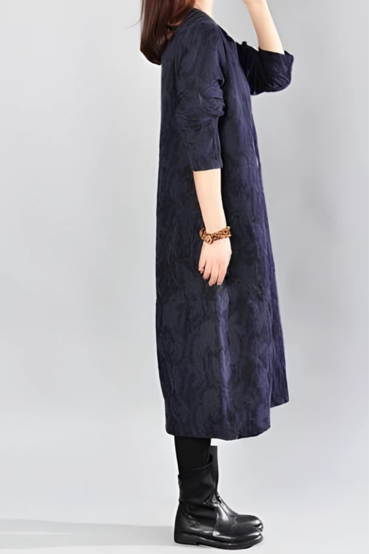 Kayla Maxikleid mit Blätterprint - Blau