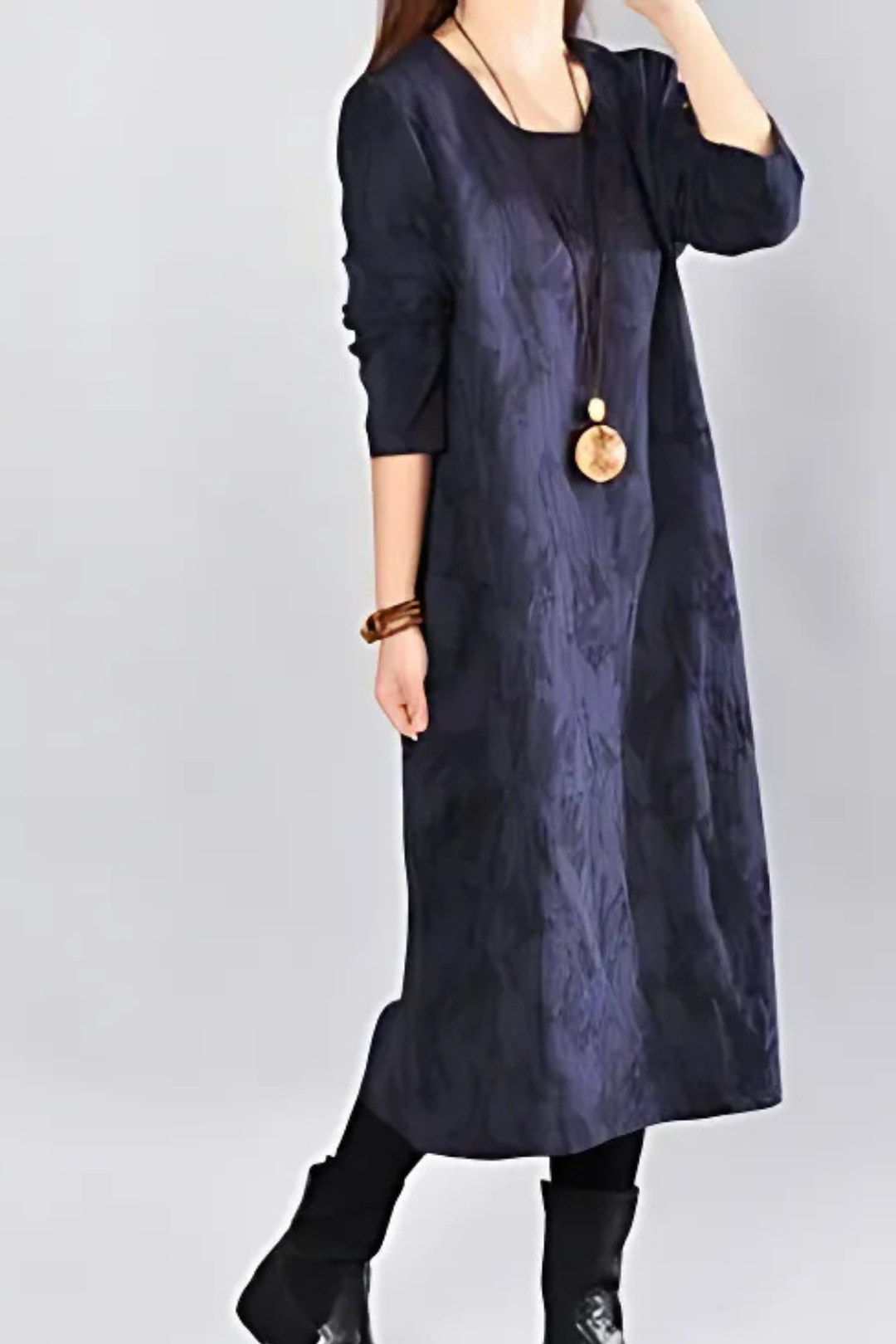 Kayla Maxikleid mit Blätterprint - Blau