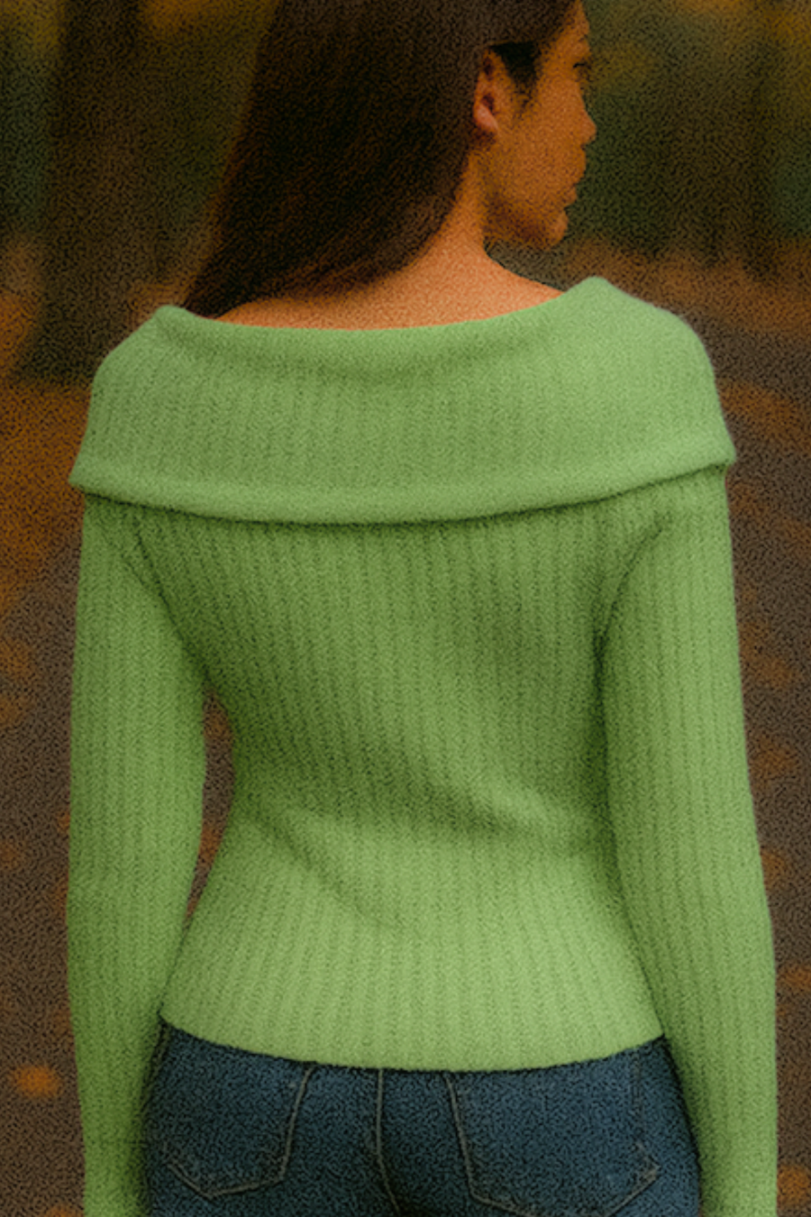 Elizah Off-Shoulder Knit Pullover with Gold Button Detail
