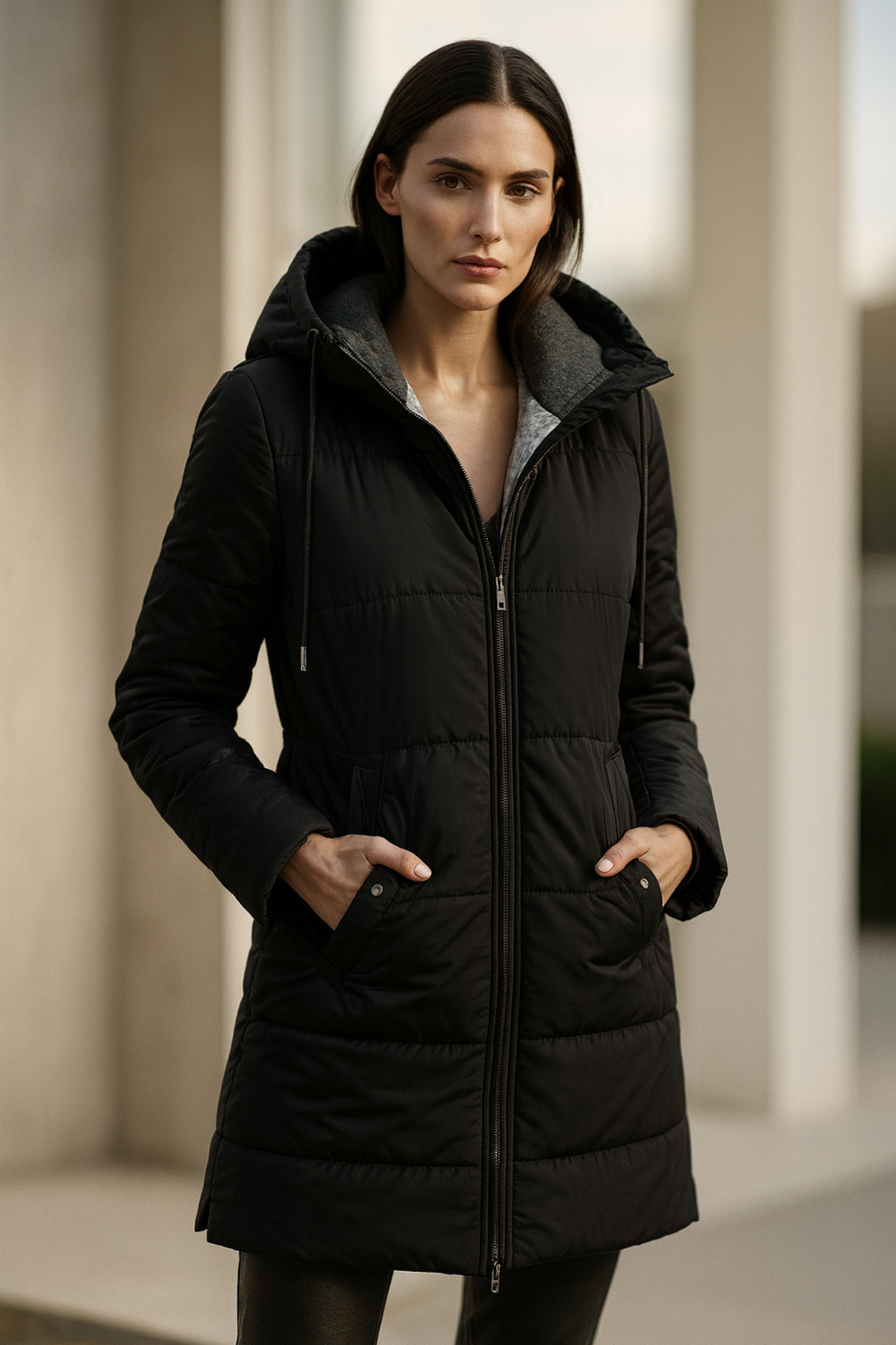 Mairah | Gepolsterte Kapuzen-Daunenjacke