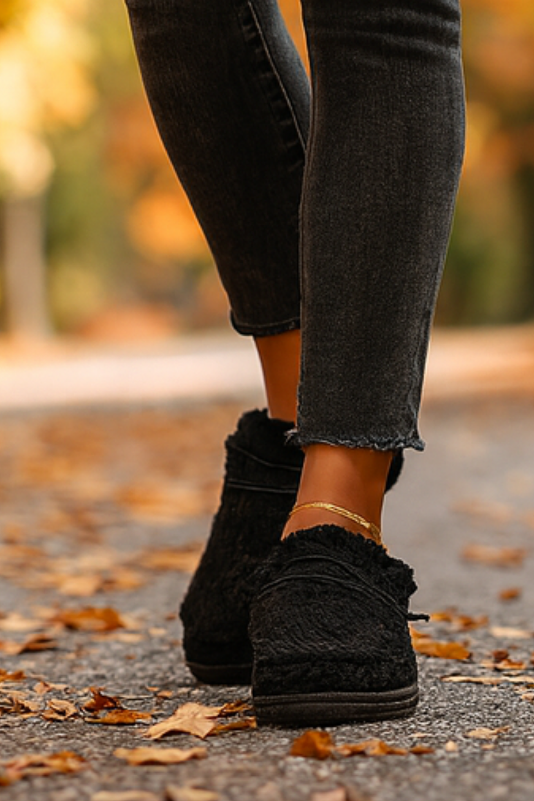 Winnie Warme Teddy Slippers - Schwarz