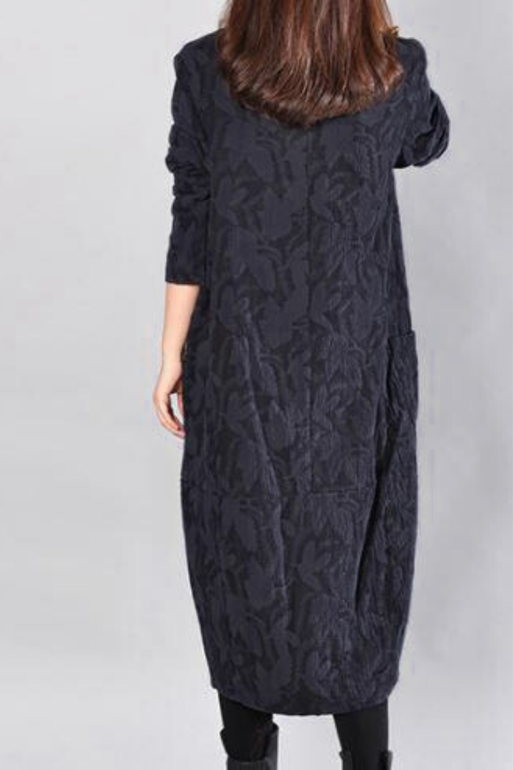 Kayla Maxikleid mit Blätterprint - Schwarz