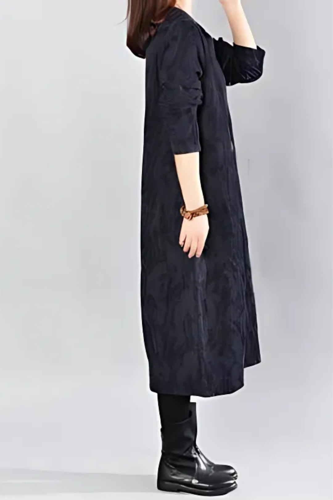 Kayla Maxikleid mit Blätterprint - Schwarz