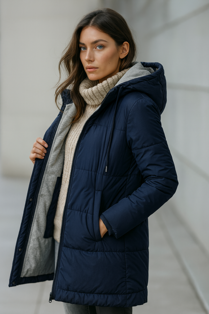 Mairah | Gepolsterte Kapuzen-Daunenjacke