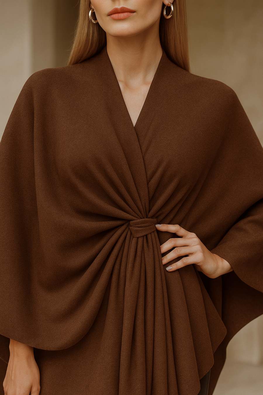 Yvonne Draped Knot Poncho