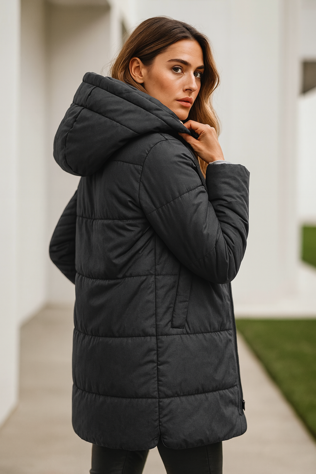 Mairah | Gepolsterte Kapuzen-Daunenjacke