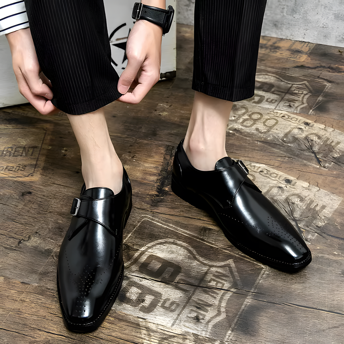 Odrin Elegante Monk-Strap Schuhe - Schwarz