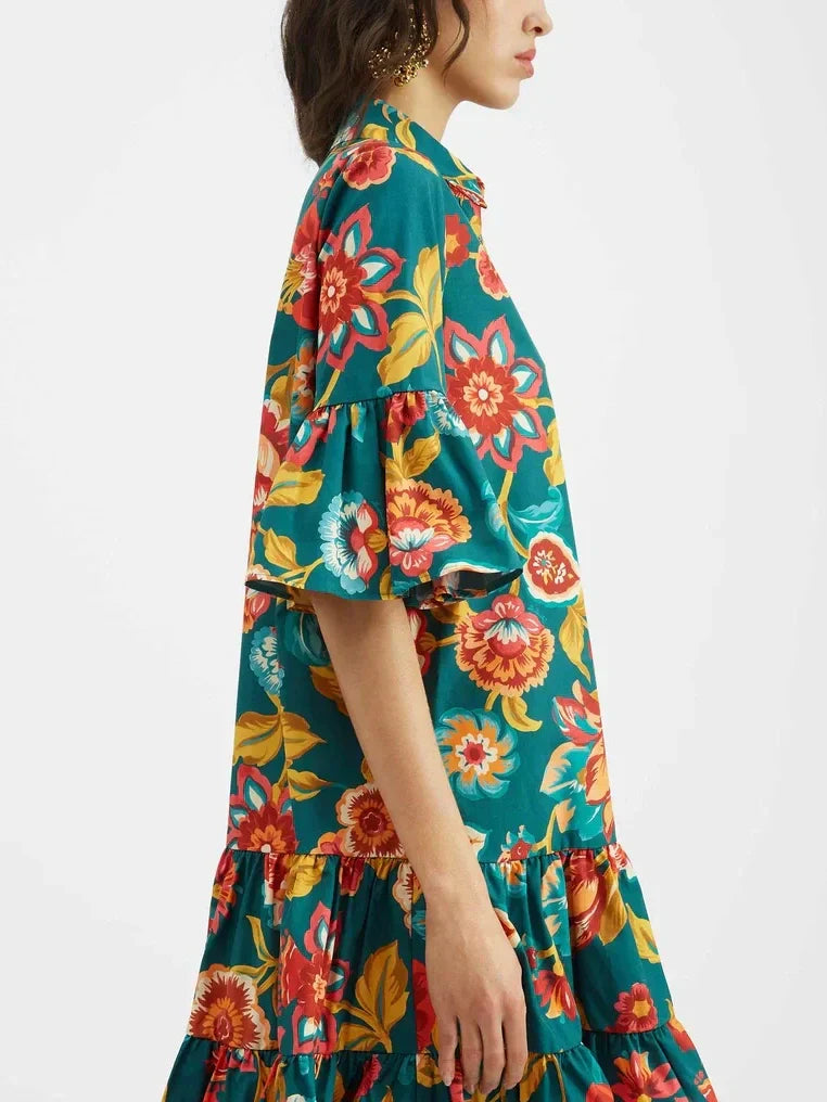 Grace einzigartiges Mini-Kleid mit Blumenmuster