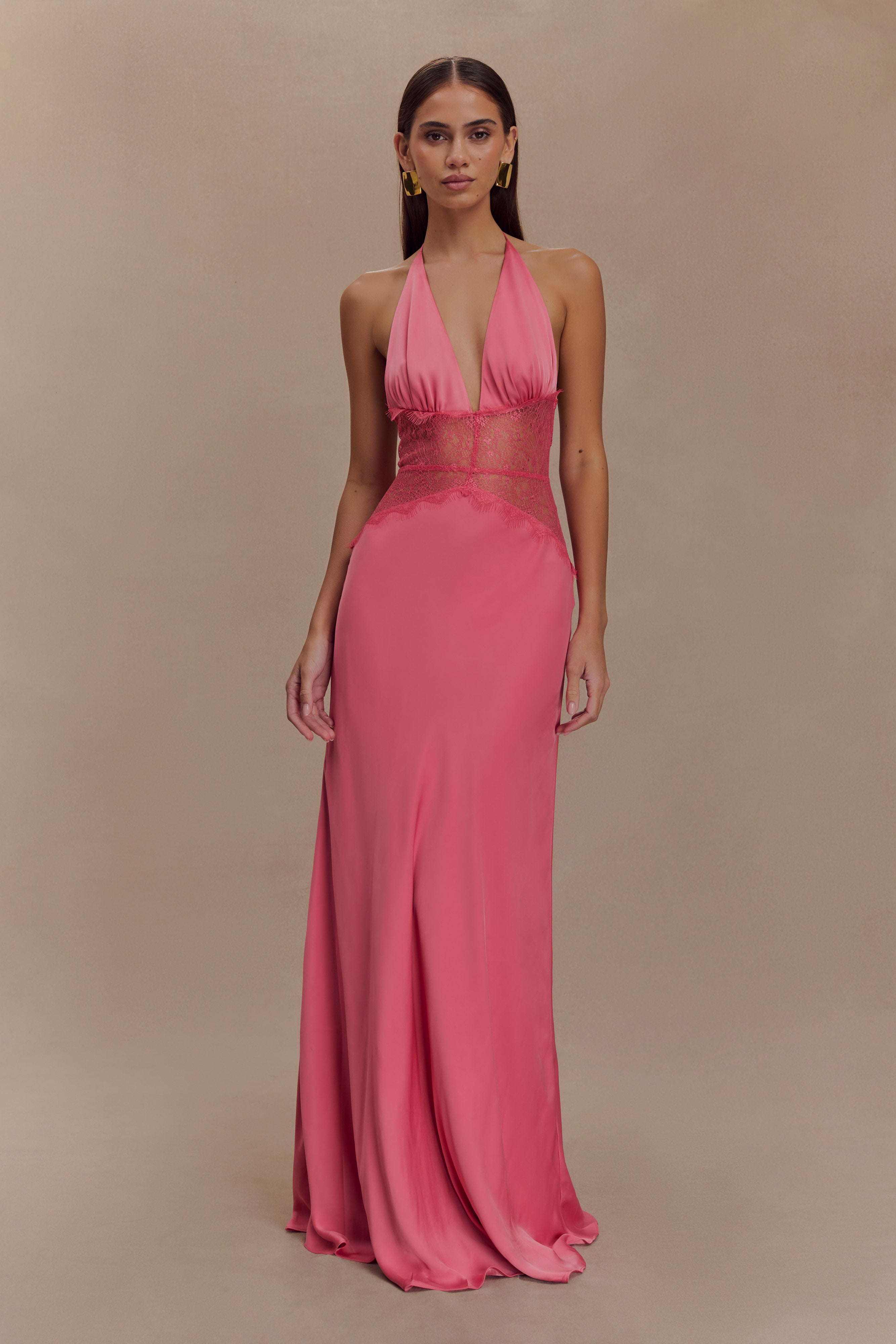 Kalira™ | Satin-Spitzen-Maxikleid
