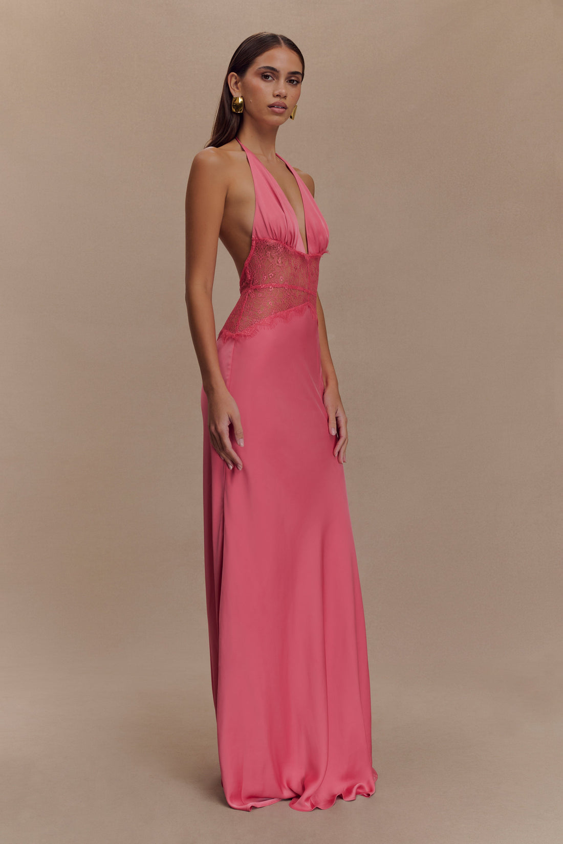 Kalira™ | Satin-Spitzen-Maxikleid