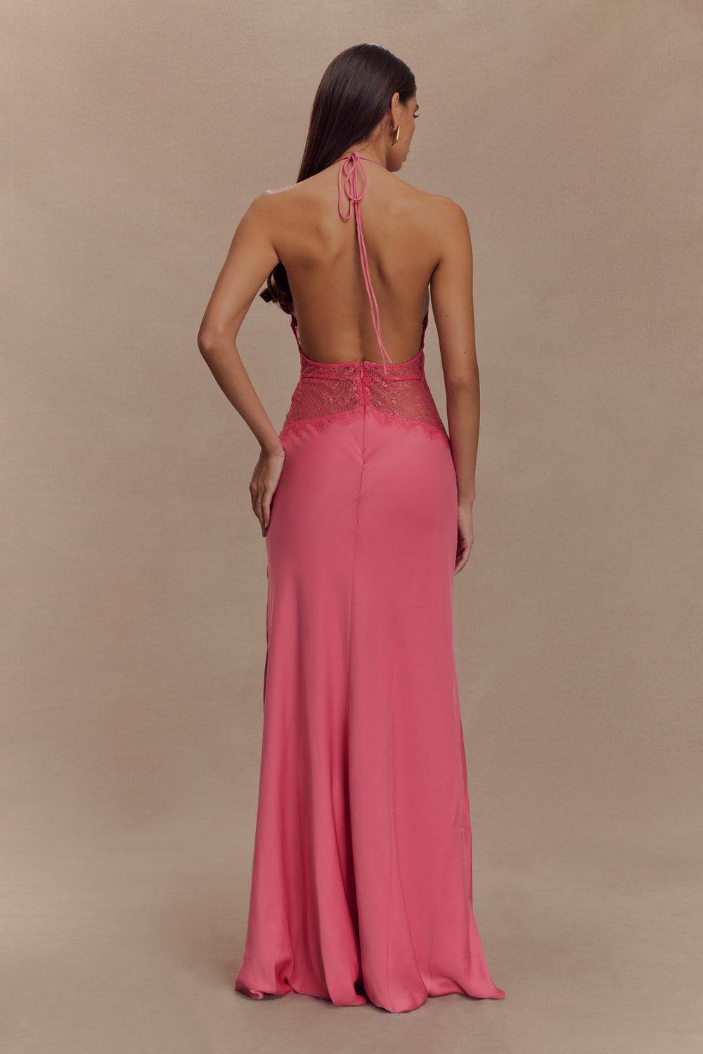 Kalira | Satin-Spitzen-Maxikleid