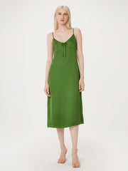 Satin Slip Kleid in Militärgrün