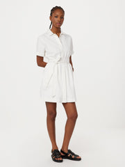 Das Camp-Kragen-Kleid aus baumwollähnlichem Hanf in Offwhite