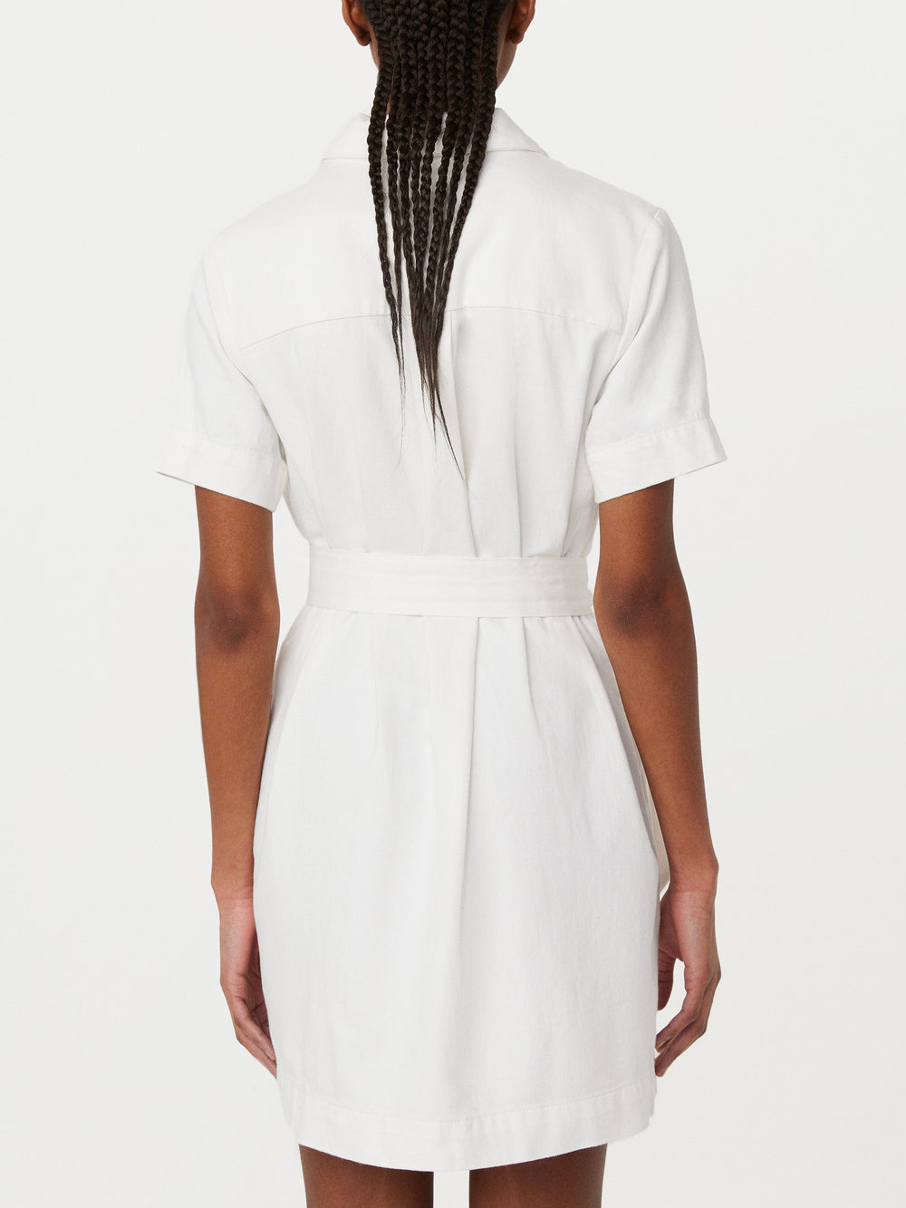 Danielle | Das Camp-Kragen-Kleid aus baumwollähnlichem Hanf in Offwhite