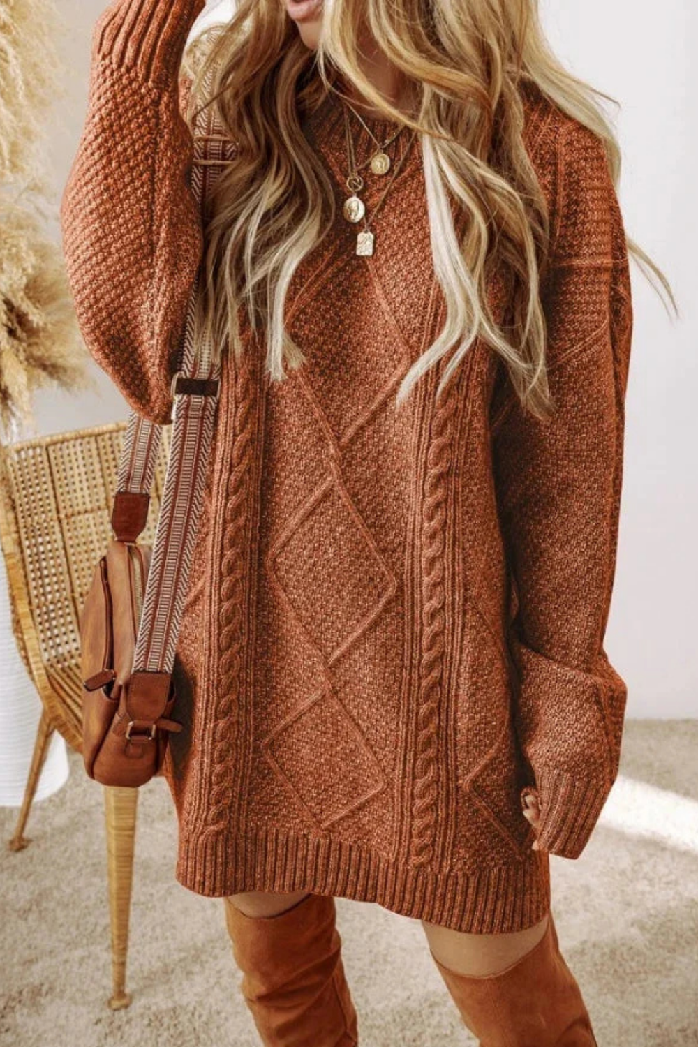 Juna | Strickkleid mit Zopfmuster