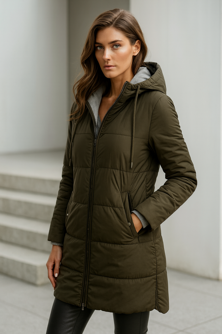 Mairah | Gepolsterte Kapuzen-Daunenjacke
