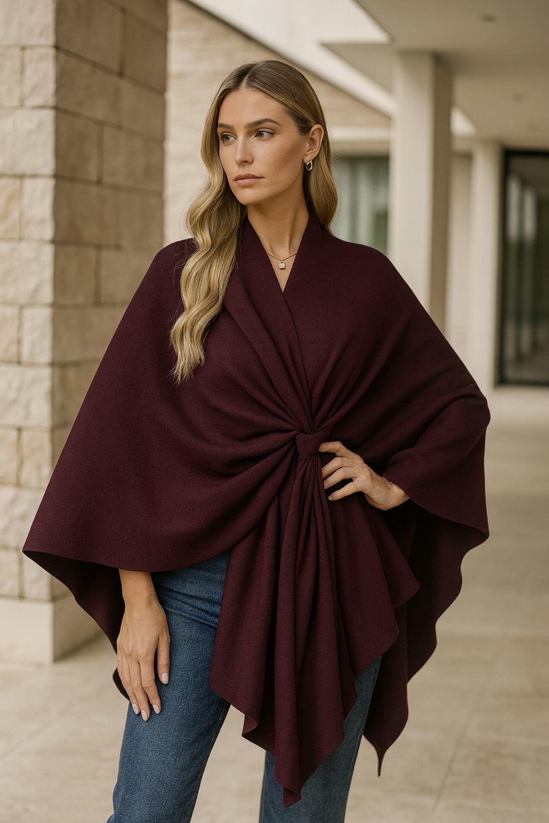 Yvonne | Eleganter Draped-Poncho