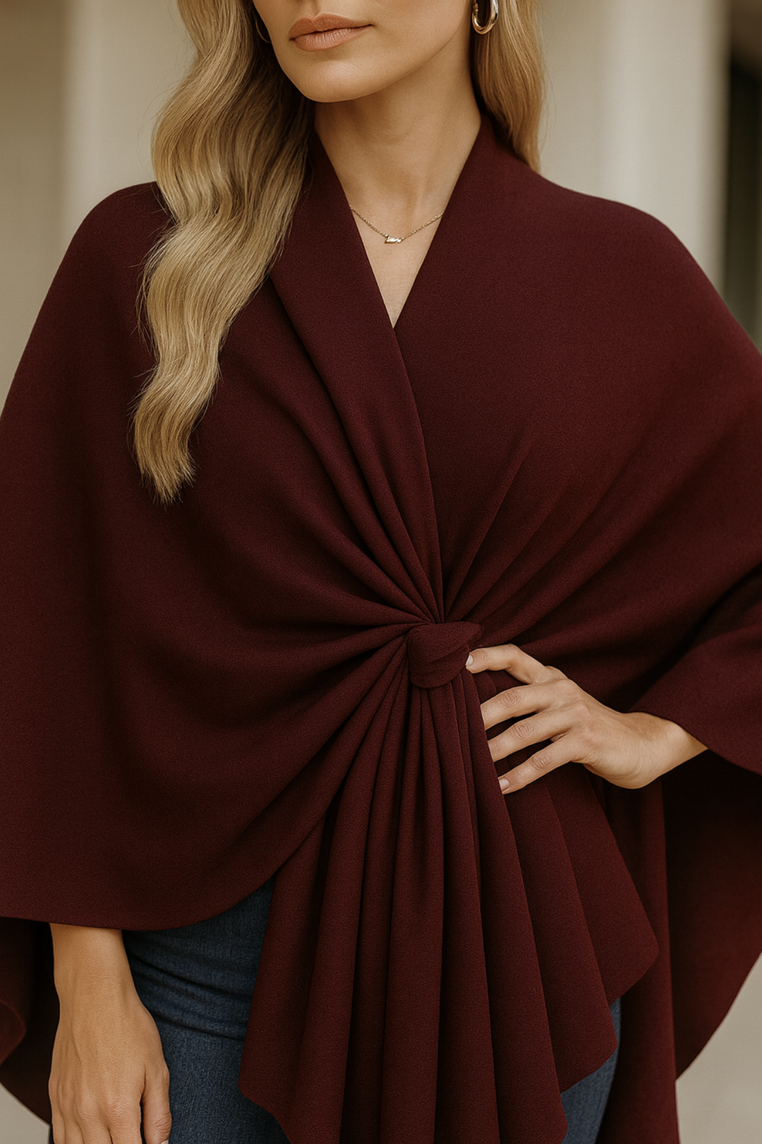 Yvonne | Eleganter Draped-Poncho