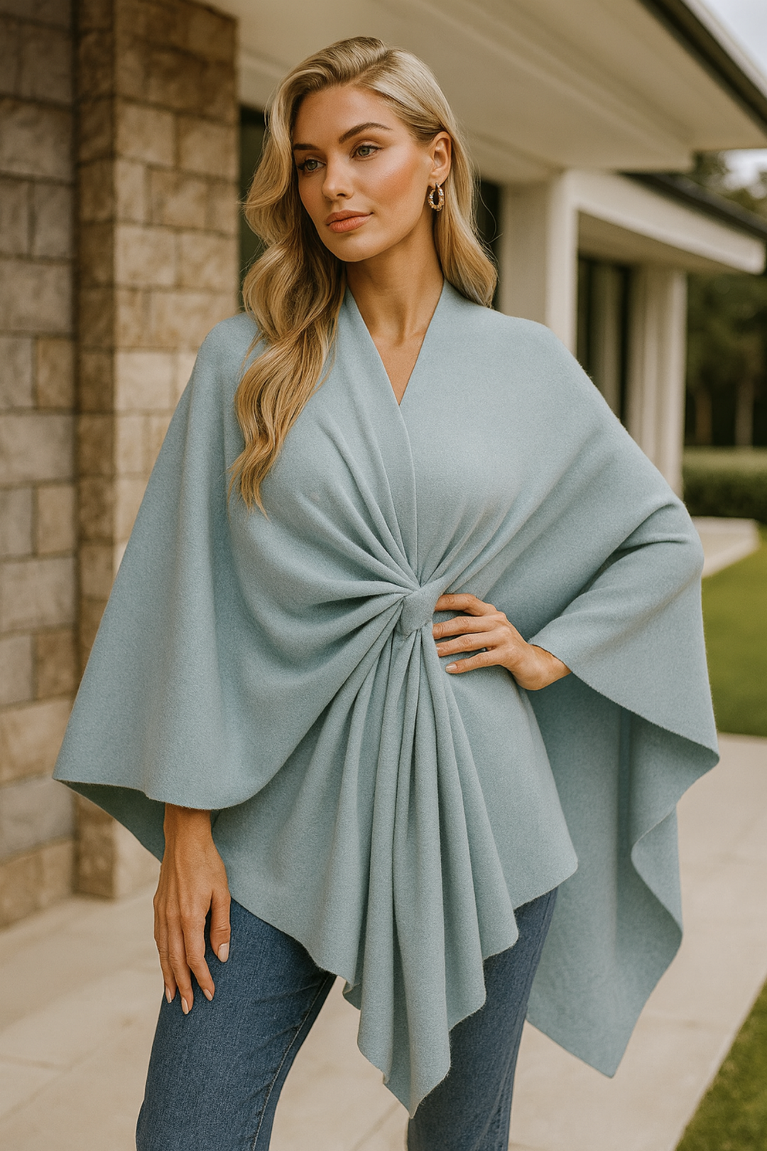 Yvonne | Eleganter Draped-Poncho