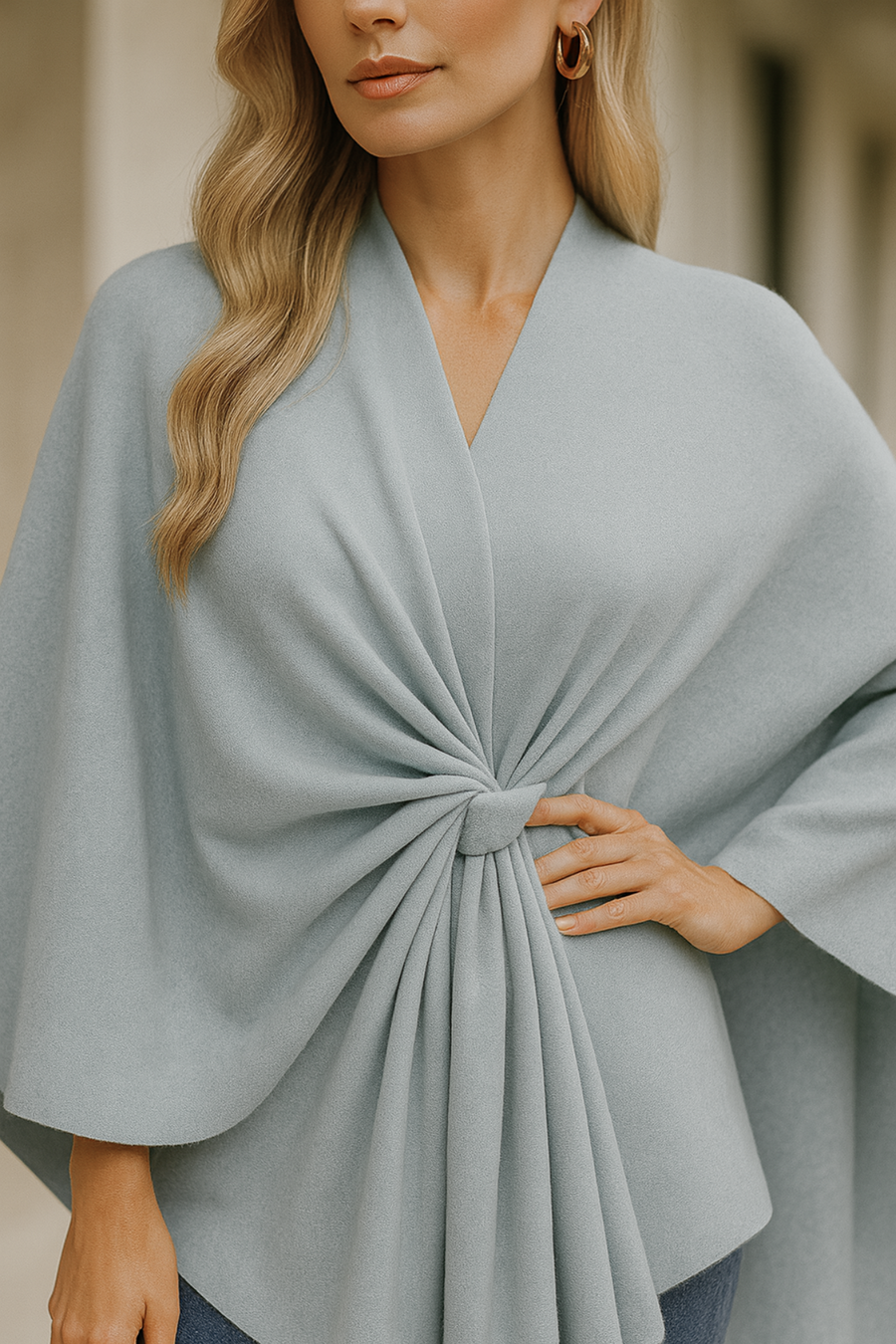 Yvonne Draped Knot Poncho