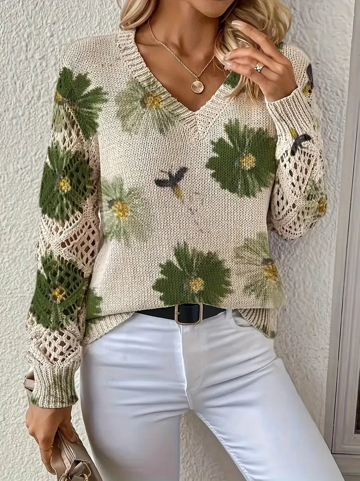 Rayuela Eleganter Pullover mit Blumendessin - Grün