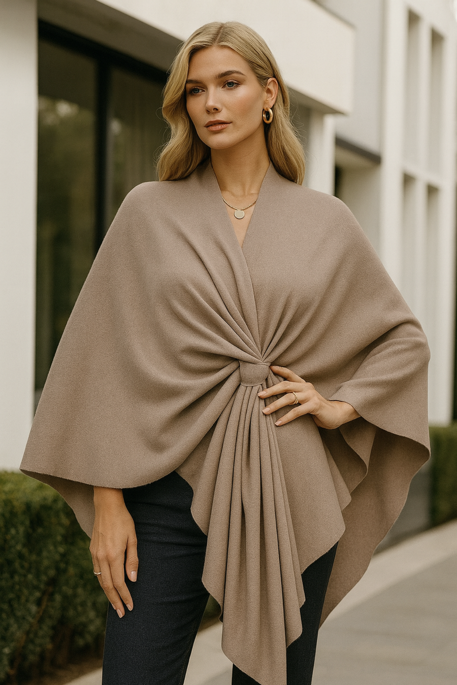 Yvonne Draped Knot Poncho
