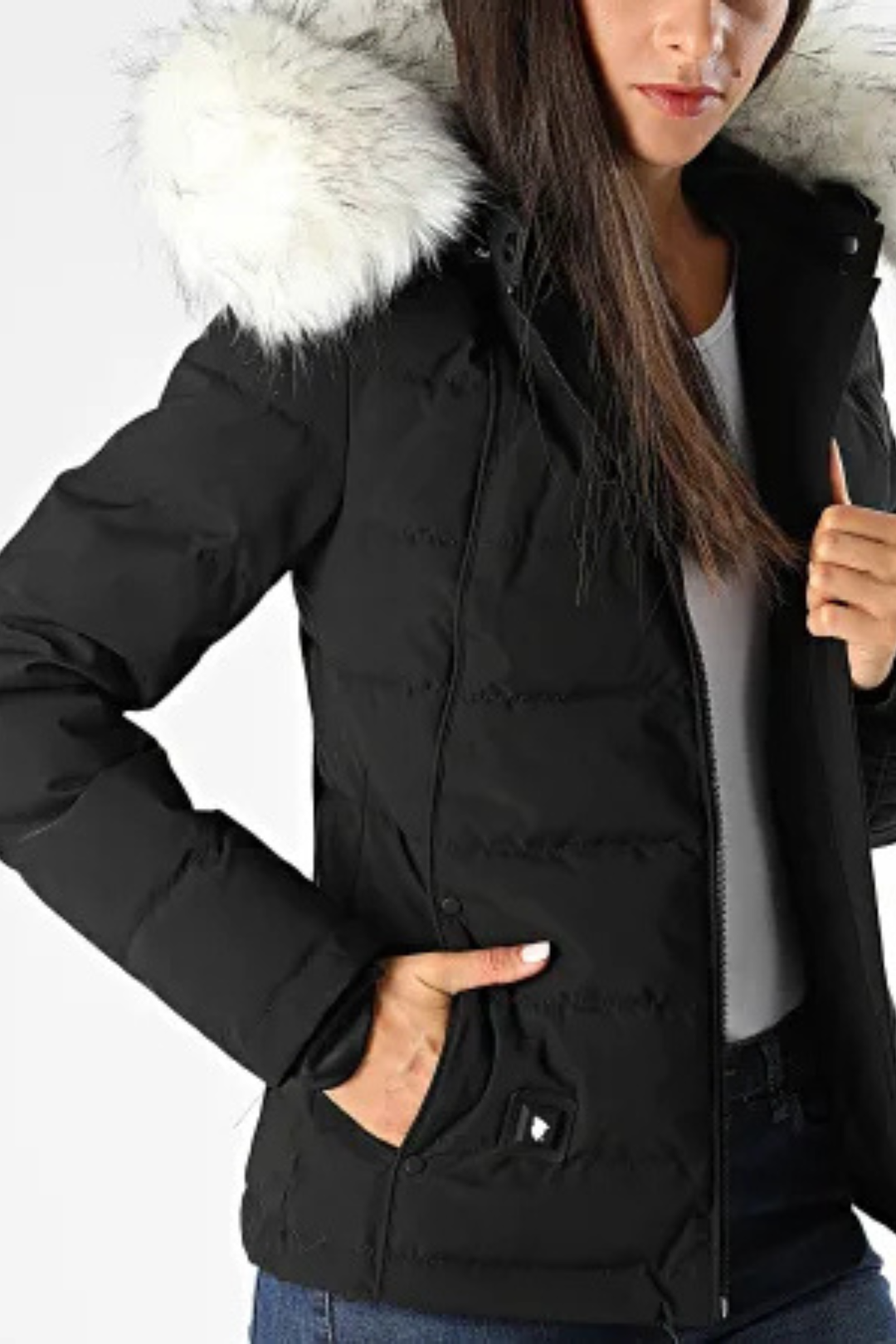 Freya | Heizbare Damen-Doudoune mit Kapuze und Kunstfell