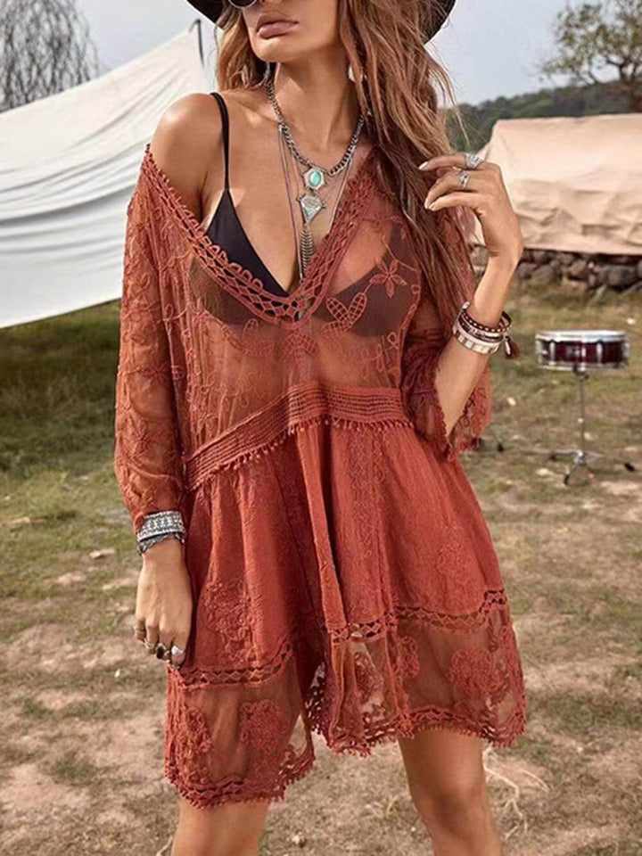 Lockeres Spitzen-Strandkleid als Bikini-Überwurf fürs Urlaubsfeeling