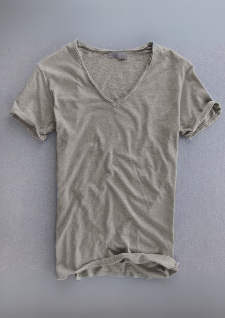 Jadrien Premium Soft Organic Cotton V-Neck T-Shirt - Gray