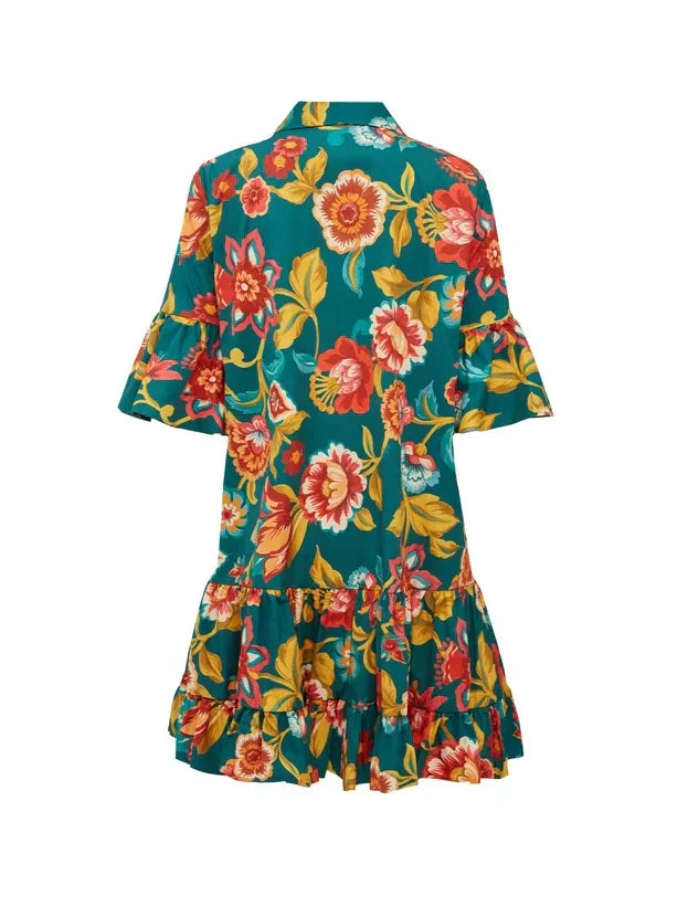 Grace einzigartiges Mini-Kleid mit Blumenmuster