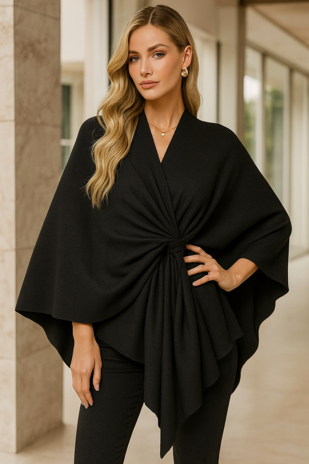 Yvonne | Eleganter Draped-Poncho