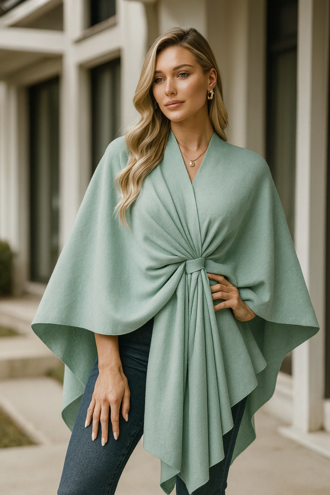 Yvonne | Eleganter Draped-Poncho