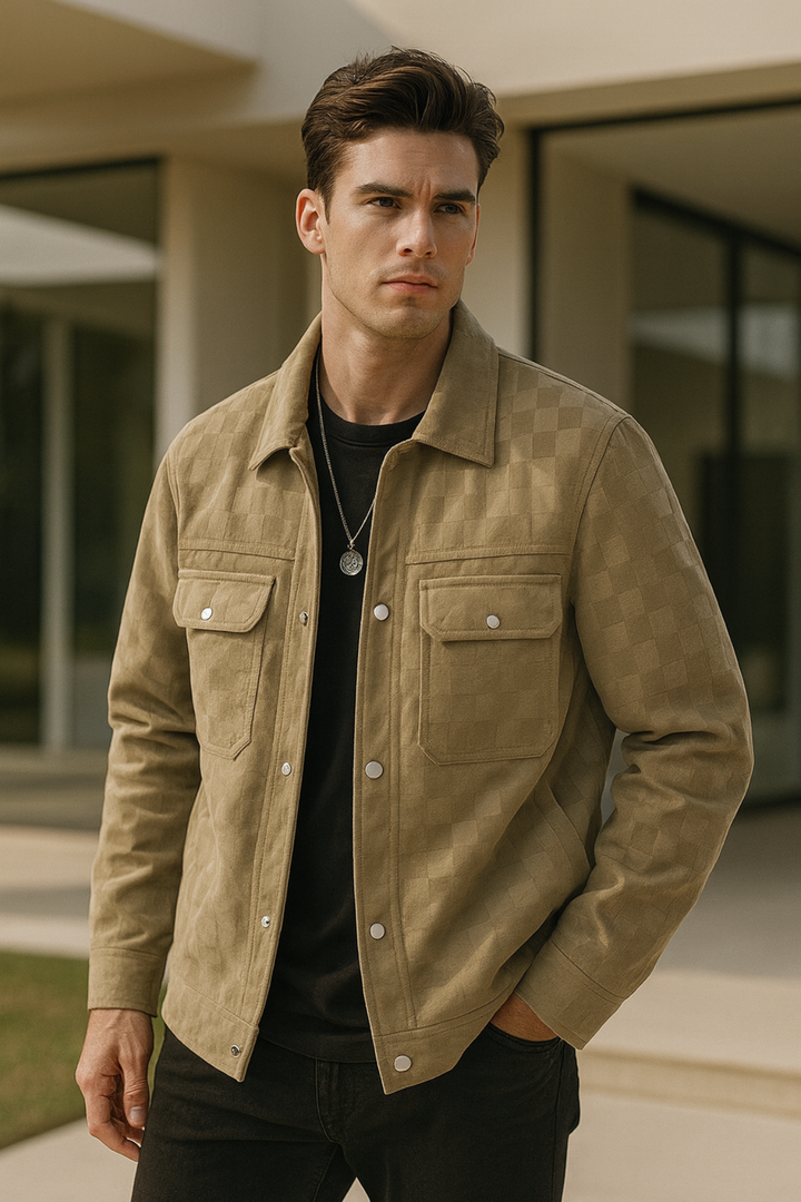 Nico | Checkered Velours-Wildlederjacke