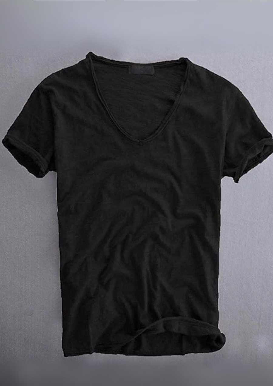 Jadrien Premium Soft Organic Cotton V-Neck T-Shirt - Black