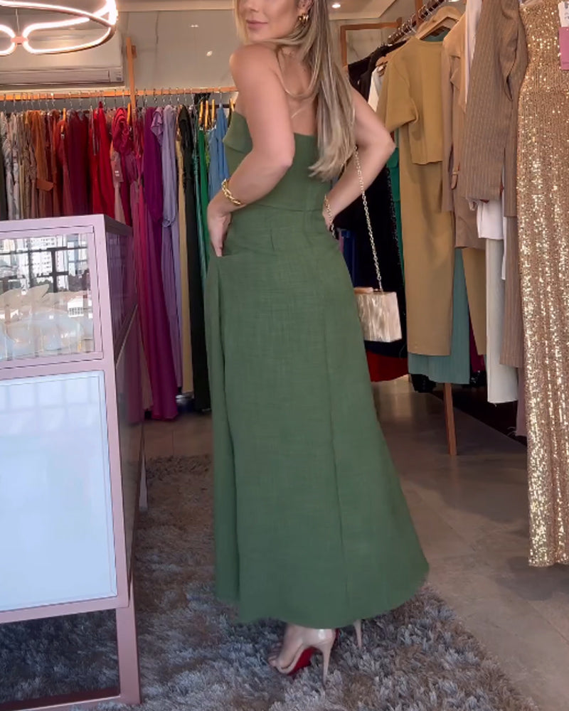 Annie - Elegantes schulterfreies Midikleid