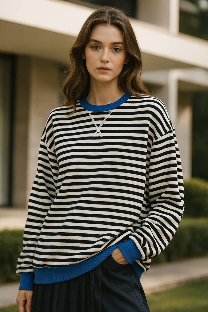 Dahlia | Gestreifter Baumwoll-Pullover