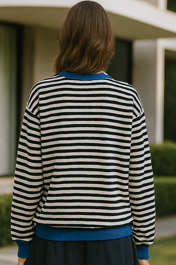 Dahlia | Gestreifter Baumwoll-Pullover