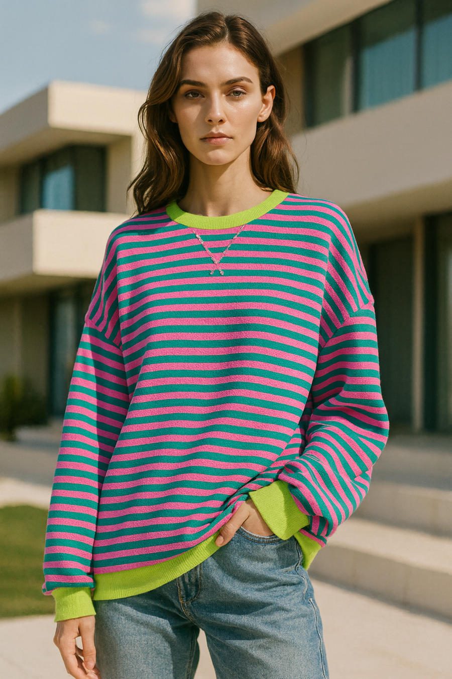 Dahlia Striped Cotton Sweater