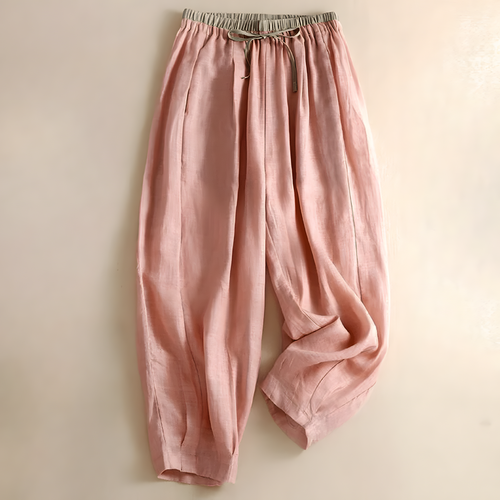 Yndira Leinenhose in Naturton - Rosa