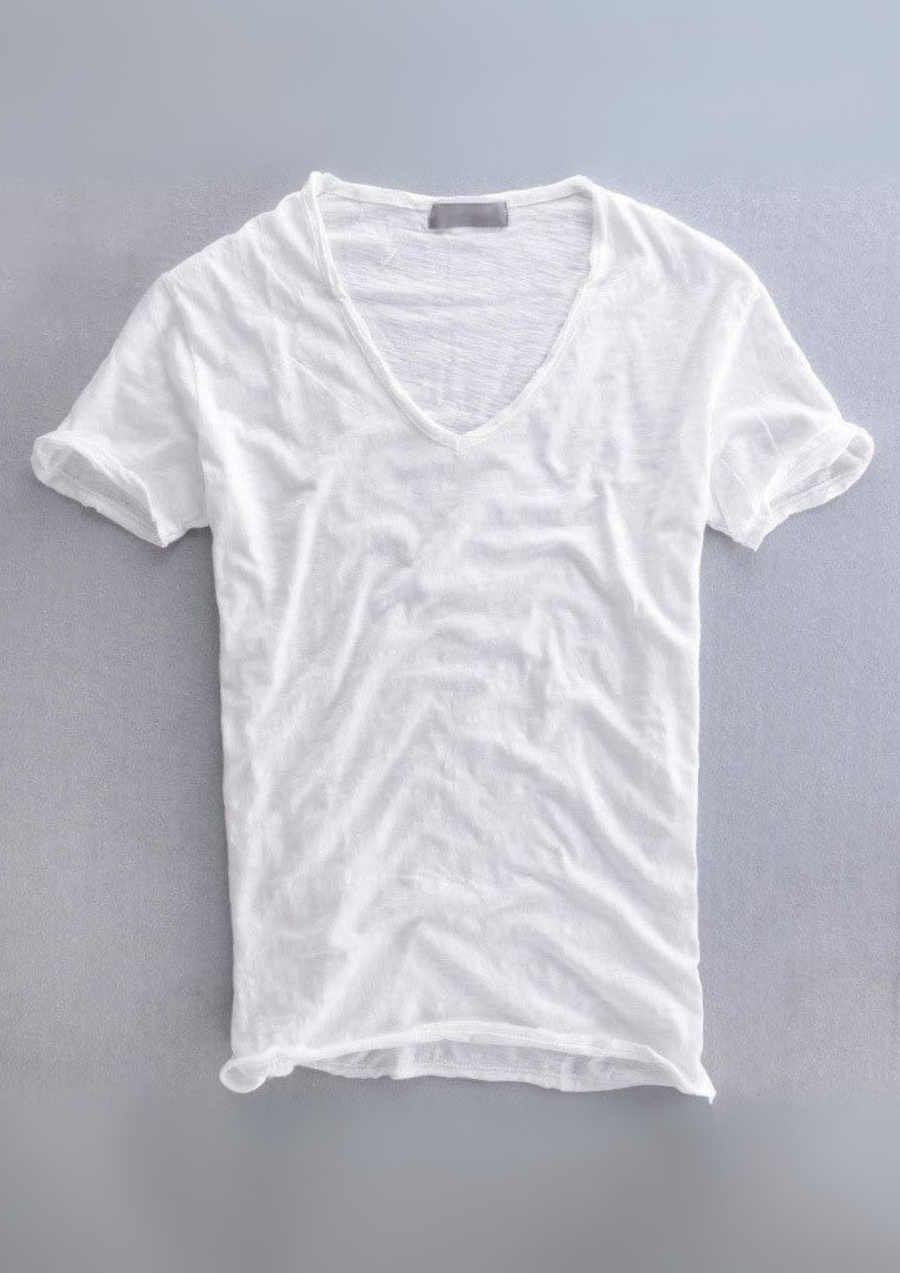 Jadrien Premium Soft Organic Cotton V-Neck T-Shirt - White